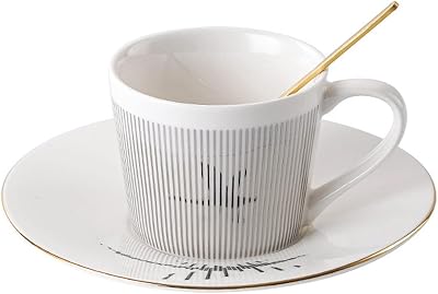 Mirror Reflection Cup and Saucer, 8 oz Illusion Coffee Mug, Anamorphic Ceramic Cup With Moving Reflection