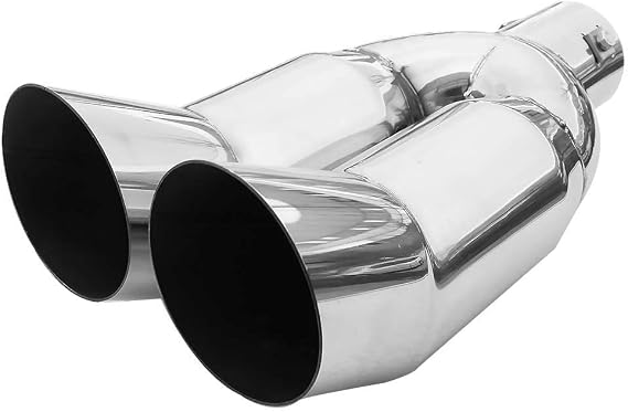 Double Dual Twin Exhaust Tip Trim Car End Pipe Tail Sport Muffler Stainless Steel Chrome Universal