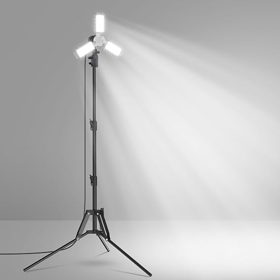 SANSI 300 Watt Equivalent LED Work Light, 3300LM 5000K Portable Camping Lights with Premium Carbon Steel Telescoping Tripod Stand, LED Work Light with Stand Adjustable 30-55 Inches