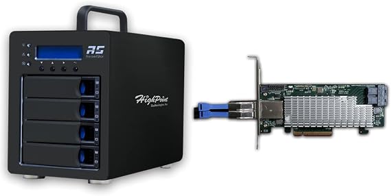 Highpoint RocketStor 6434TS 4-Bay 12Gb/s SAS & 6Gb/s SAS/SATA Hot-Swappable RAID Tower Enclosure
