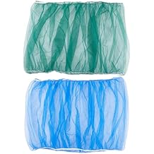 CREATCABIN 2Pcs Green Bird Cage Cover Birdcage Seed Catcher Netting 15.7in Blue Adjustable Stretchy Soft Universal Organza Bird Food Catcher Airy Skirt Guard Parrot Net for Round Square Cages Cover