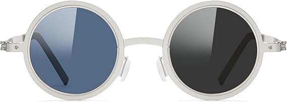 Adjustable Tint Sunglasses for Men 1-9 Gears Round Polarized Glasses with ND Filter Lenses Retro Male Punk Sun Glasses