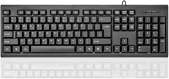 Guiheng Wired Computer Keyboard, Plug Play USB, Large Number Pad, LED Indicators,Ergonomic, Foldable Stands,Anti-Wear Letters Full Size Keyboard,for Windows Mac PC Laptop-Black