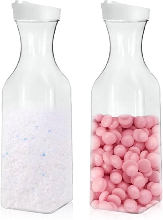 2pcs 1.5L Transparent Detergent Dispenser - Reusable Laundry Powder Storage with Durable PP for Fabric Softener