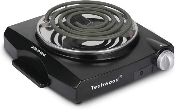 Techwood 1100W Portable Electric Coil Hot Plate Single Burner for Cooking, Countertop Cooktop Stainless Steel Electric Stove, Easy Clean, Upgraded Version