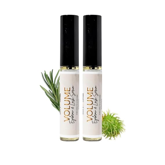 Bask & Lather Lash Serum with Castor Oil & Jojoba Oil For Thicker, Fuller & Longer Looking Eyelashes and Eyebrows, Conditioning and Enhancing Growth Serum with Brush Applicator, 6 Month Supply, 2Pk