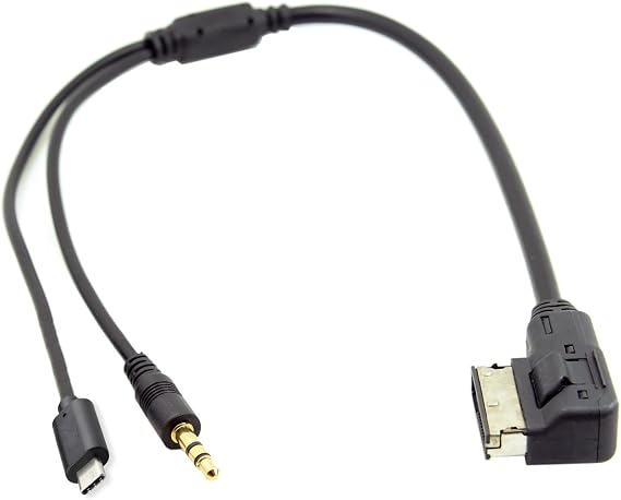 xiwai Media in AMI MDI to Stereo 3.5mm Audio & USB-C Aux Adapter Cable for Car VW Audi 2014 A4 A6 Q5 Q7