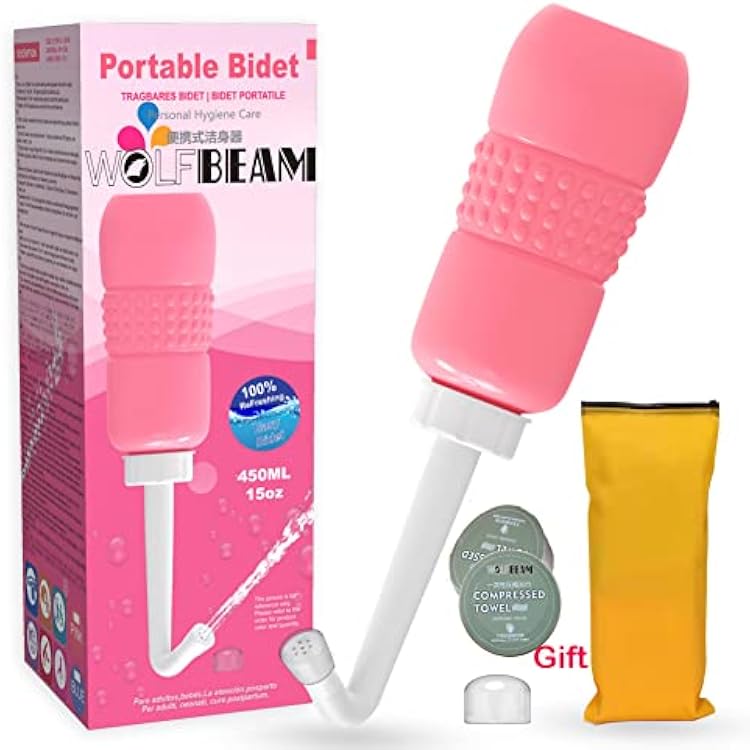 Wolfbeam Travel Bidet Easy-to-use Portable Bidet with Convenient Nozzle Storage, Travel Bag, 450ml Capacity, and Angled Nozzle Spray