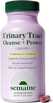 Semaine Urinary Tract Cleanse & Protect 30 ct, Bladder Support Supplement for Women, Flushes Urinary Tract. Cranberry Proanthocyanidins & Hibiscus - Travel-Sized Bottle