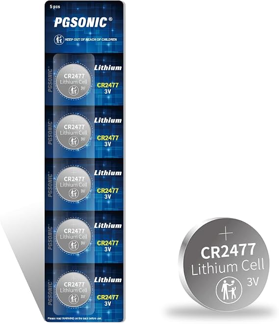 PGSONIC 5 Pack CR2477 3 Volt Lithium Battery