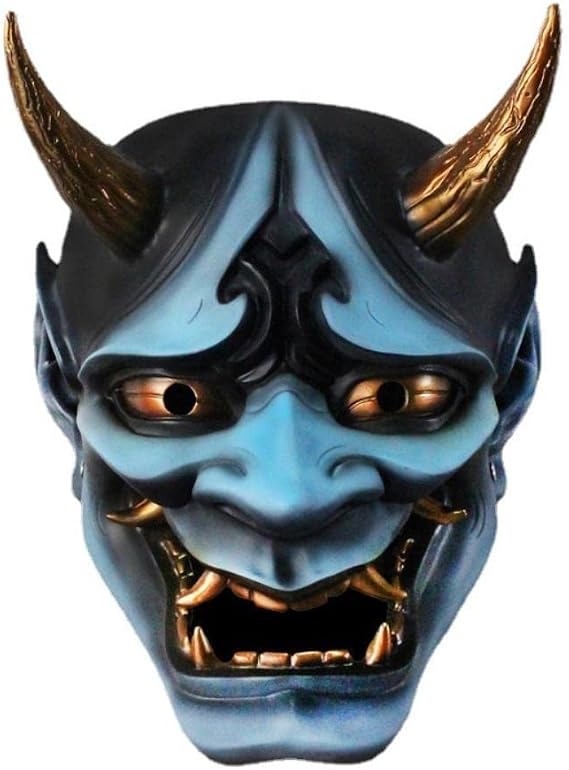 Samurai Oni Mask,Japanese Hannya Mask,Horror Cosplay Prajna Ghostface Mask for Halloween Party Costume Props
