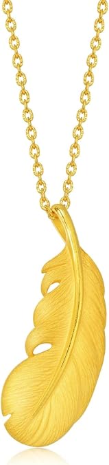 CHOW SANG SANG 999.9 24K Solid Gold Price-by-Weight Gold Feather Pendant 86820P [Not Include the Necklace]