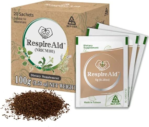 Sun Ten RespireAidTM All-Natural Lung Cleanse & Detox. Contains Natural Herbal Properties to Support Healthy Lung Function & Breathing. 100g (20 sachets); 5g per Sachet