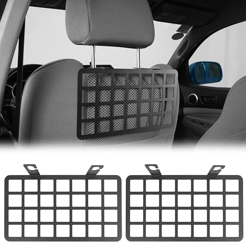 Hooke Road 2PCS Tacoma MOLLE Panel Seat Headrest Storage Metal Shelf for Toyota Tacoma 2005-2023 2nd & 3rd Gen Pickup Truck Black Steel