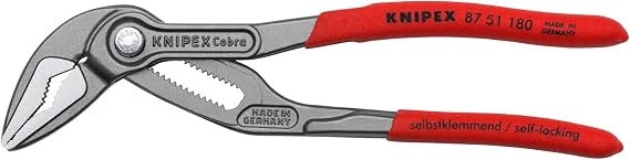 KNIPEX Tools 87 51 180 Cobra ES Water Pump Pliers, 7-1/4" | 7 1/4" Cobra Extra-Slim Water Pump Pliers - Chrome Vanadium, Self-Locking & Precise Adjustment