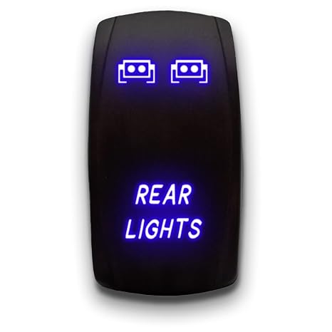 Rear Lights (3) - Blue - Laser Etched 5-Pin Double Pole Single Throw Maintained ON-Off DPST Toggle Switch 20A 12V