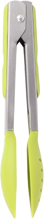 Dexas Spoon & Strain Tongs with Gravity open & Close Operation, 7", Green