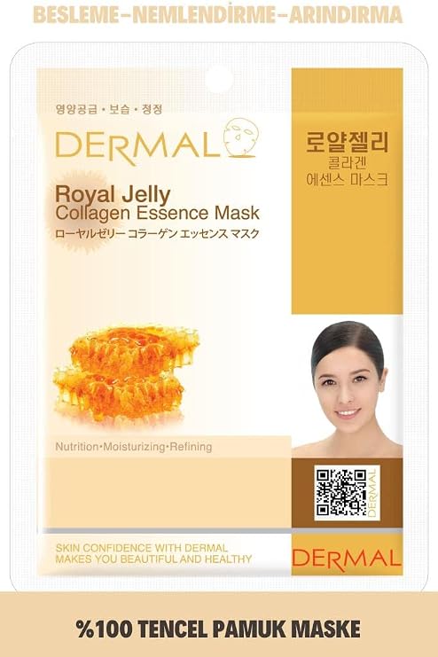 DERMAL Besleyici, Nemlendirici, Arındırıcı Arı Sütü Özlü Kolajen Maske 23gr