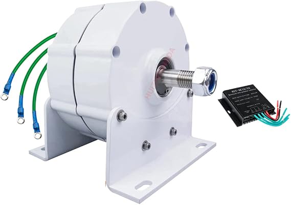 1000W-5000W Low Speed 12V 24V 48V Gearless Permanent Magnet Generator 3 Phase AC Alternators with Controller for Wind Turbine Water Turbine (with Base)