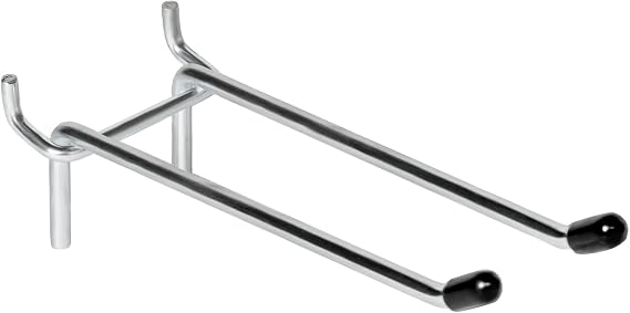 10 Pcs Pegboard Hooks, 6 Inch Peg Board Hooks, Pegboard Pegs Accessories with Rubber Tipped, Double Peg Hook Fit 1/4 Hole, Heavy Duty Tool Utility Hook for Hanging Tools, Bags and More