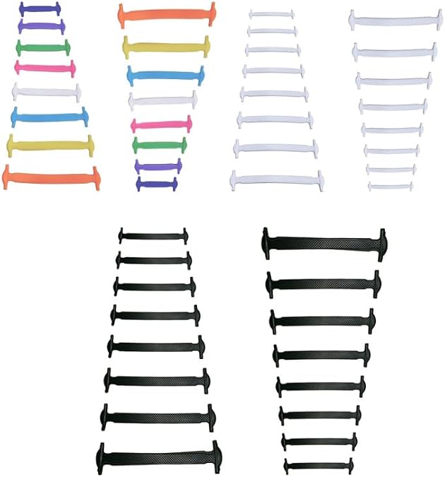 48Pcs No Tie Shoelaces for Adults,Lazy Shoelaces,Stretchy Silicone Elastic Laces for Sneakers, Seniors, One Size Fits All(Black+White+Colors)