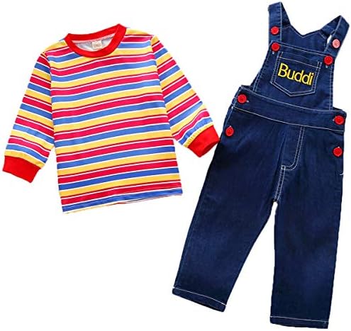 Toddler Baby Boy Girl Clothes Outfits Stripe Top +Denim Strap Overalls/Skirt Winter Clothes