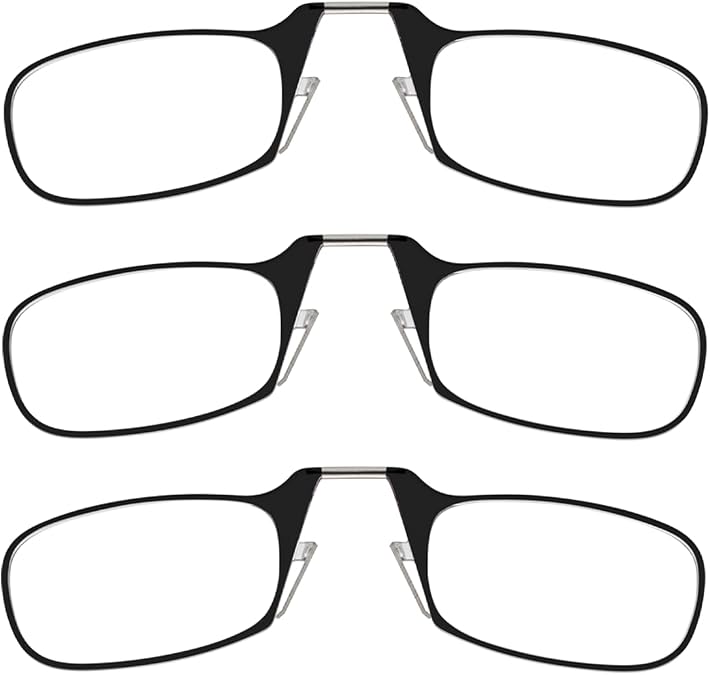 ThinOptics Readers Rectangular Reading Glasses, 3 Pack-Black, 44mm + 2.5