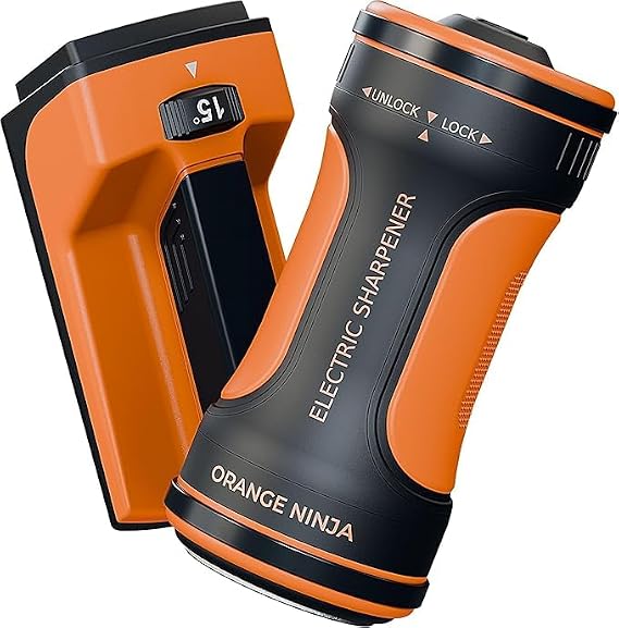 Orange Ninja Electric Rolling Knife Sharpener for Kitchen & Chef Knives