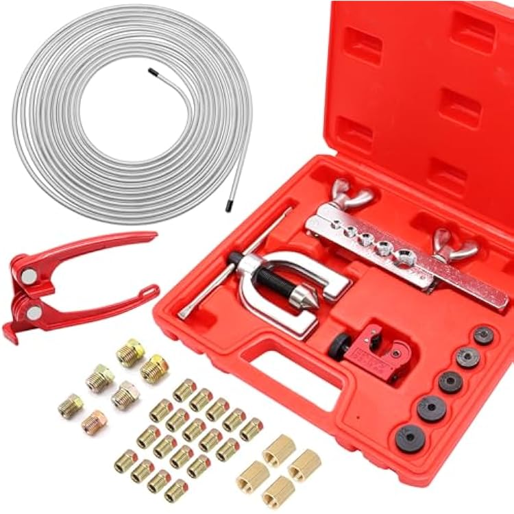 25 ft 316inch Zinc Coated Alloy Brake Line KitIncludes 24 Fittings and 4 Unions with Tube Bender and Double & Single Flaring Tool Kit