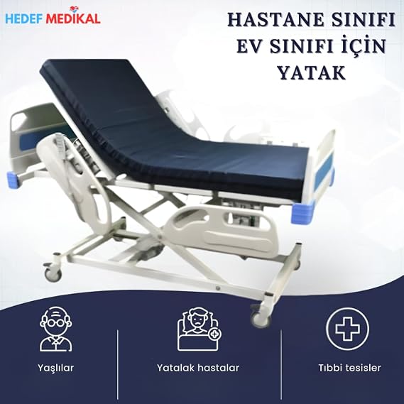 Hedef Medikal 3 Motorlu Asansörlü Full ABS Elektrikli Hasta Karyolası (Hastane Tipi)