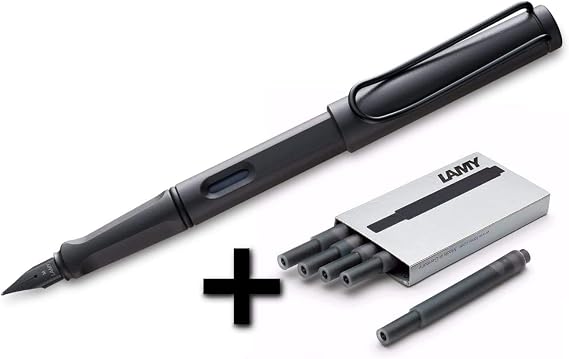 Lamy Safari Fountain Pen (17F) Umber + 5 Black Ink Cartridges (1203886)