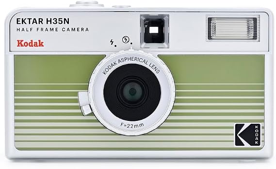 KODAK EKTAR H35N Half Frame Film Camera, 35mm, Reusable, Focus Free, Bulb Function, Built-in Star Filter, Coated Improved Lens Single, Stripe Green