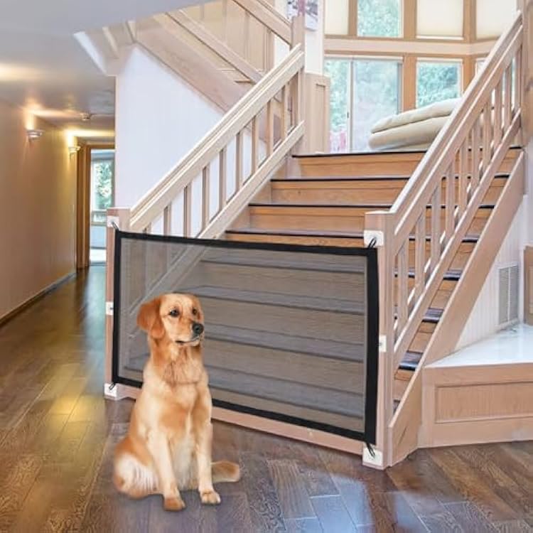 NWK Magic Dog Gate for Stairs Pet Gate for The House Providing a Safe Enclosure for Pets to Play and Rest, 6 Hooks Design 30 X 35