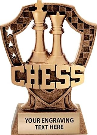 Crown Awards 5" Shieldz Chess Tournament Trophy, Custom Resin Chess Trophies with Personalized Engraving