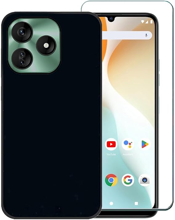 for BLU G64L Phone Case with Screen Protector Slim Thin Cover -Black
