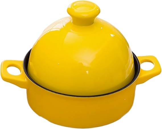 Tagine Pot for Cooking Handcrafted Ceramic Tajine Pot Casserole for Moroccan Cuisine, Simmering Meat, Vegetables, and Aromatic Spices(Yellow)