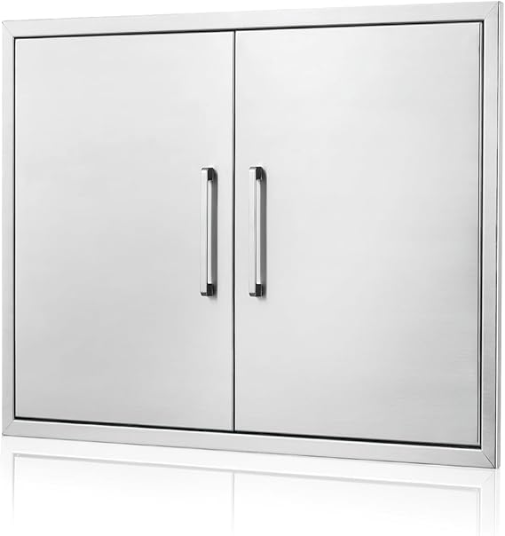 Outdoor Kitchen Door, 26" W24 H Outdoor Kitchen Access Door, Stainless Steel BBQ Double Door, Available for Outdoor Kitchen Island or Outdoor Kitchen.