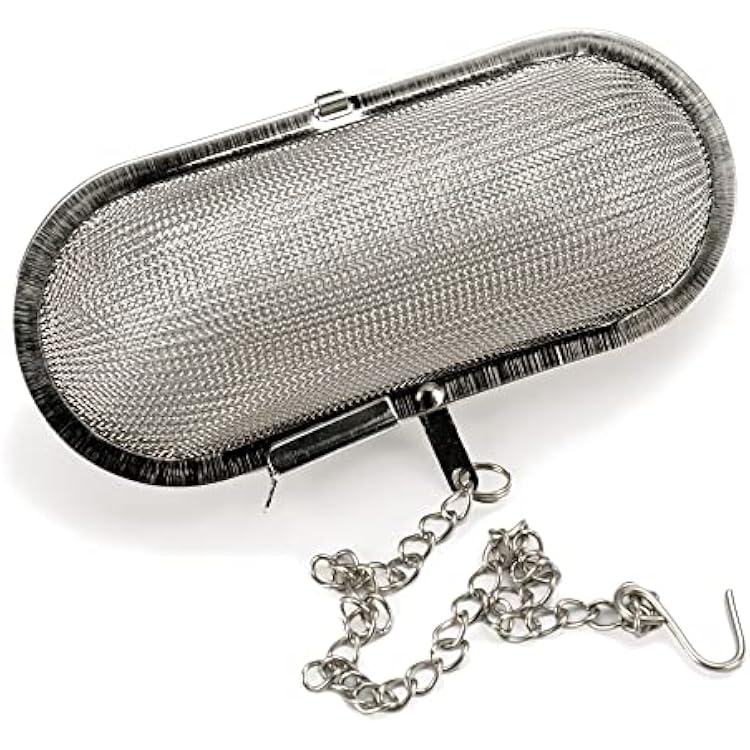 RSVP International Endurance Kitchen Collection Stainless Steel Mesh Floating Spice Infuser for Soups, Stews or Large Tea Pot, Jumbo Oval, 4.25x1.75