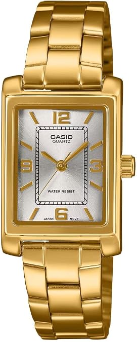 Casio Vintage Silver Dial Gold-Tone Stainless Steel Dress Watch 32x21mm - LTP1234PGC-7A