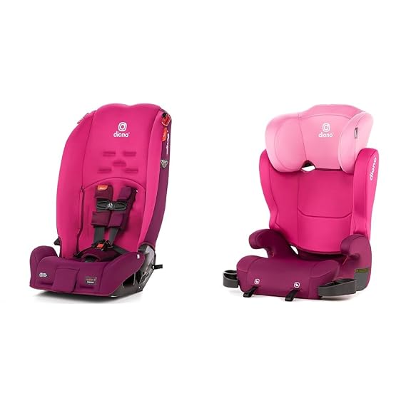 Diono Radian 3R Convertible Car Seat, Cambria 2 XL Belt Positioning Booster Seat, Rear & Forward Facing, Slim 3 Across, 10 Years 1 Car Seat, 8 Years 1 Booster