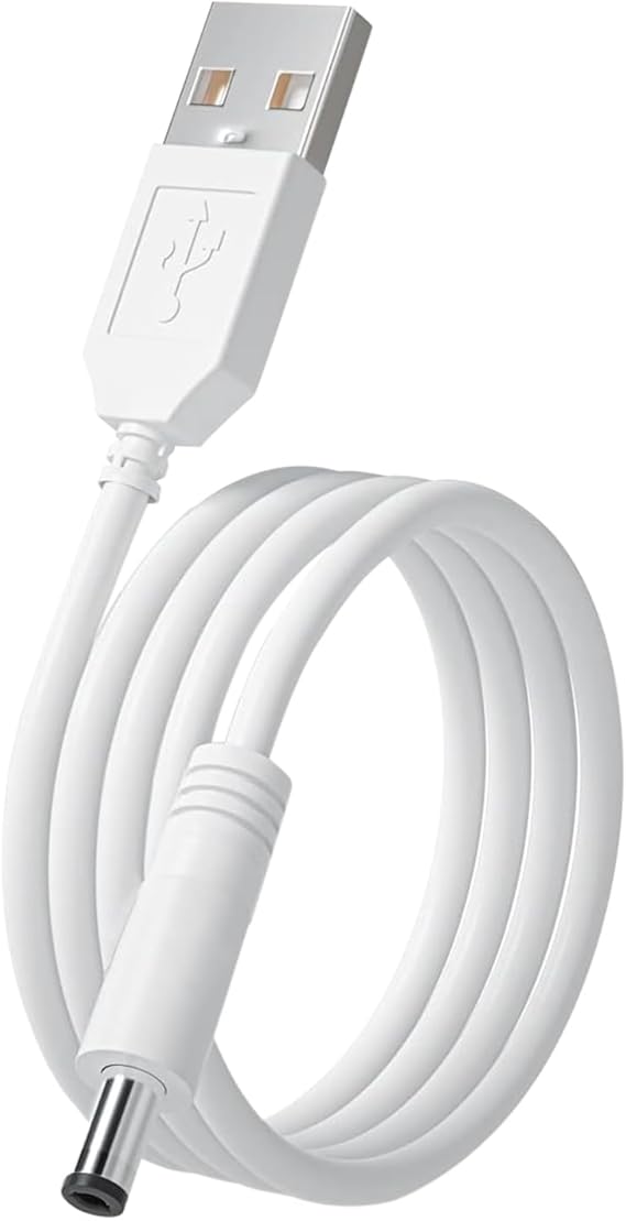 Electric Toothbrush Charger Cord for Fairywill, Sonic, Initio, Dnsly, Bitvae, Kipozi, Gloridea, DC 5V USB Cable for Hatch Baby Rest, Rest+, Rest Mini, FOREO Luna Series Facial Cleanser (5FT, White)