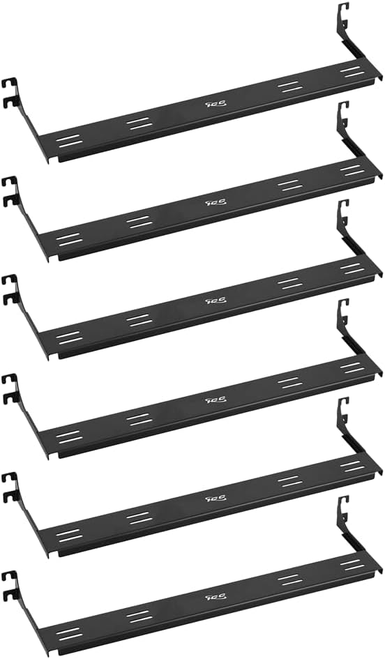 ICC Cable Manager Bracket Panel, 1U Rack Mount Space, Black Powder Coat Finish, Cable Management for 19" Racks and Cabinets, Metal, 5" Deep, Pack of 6