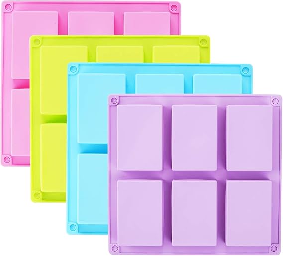 4 Pack Rectangle Silicone Soap Molds 6 Cavities Silicone Baking Mold