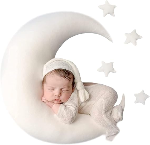 White Baby Moon Star Pillow Newborn Posing Pillow Infant Photography Prop