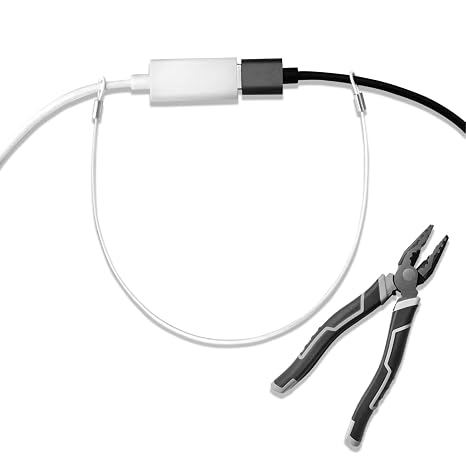 Cable Tethers 5 Pack with Crimping Tool (12 Inches, White Color), Adjustable Security Cable Look, Universal DIY Adapter Tethering Ties Kit for Computer Cord, Pre-Assembled, Tamper-Resistant