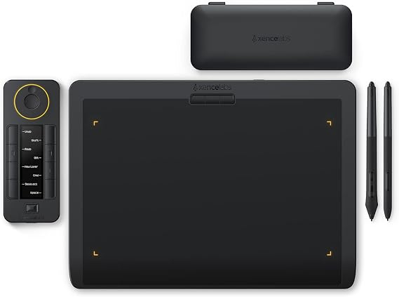 XENCELABS Pen Tablet Medium with Quick Keys Remote, Graphics Tablet with Drawing Surface Aspect Ratio 16:9, Ultra-Thin 8mm, 8192 Pressure Levels, ±60° Tilt Detection, 12-inch Digital Art Pad, Wireless