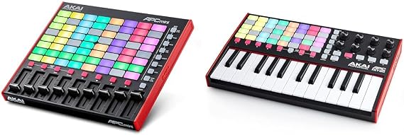 AKAI Professional APC Mini MK2 - USB MIDI Pad Controller for Clip Launching with Ableton Live Lite & APC Key 25 MK2-25-Key USB MIDI Keyboard Controller for Clip