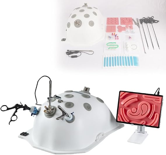 Laparoscopic Suture Practice Kit Trainer Box Simulator Laparoscopy Trainer Box, Laparoscopic Simulator Trainer Kit With 0°/30°Endoscope, 4 Instruments 10 Training Modules