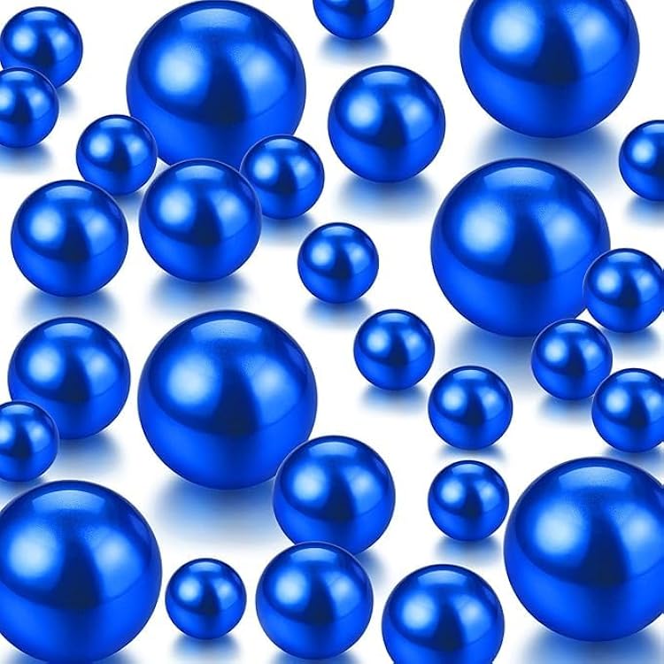 UDU 10150 Pcs Vase Filler Floating Pearls Beads No Hole Mixed Sizes Pearls for Centerpieces Home Party Wedding Decor, 81420 mm Blue