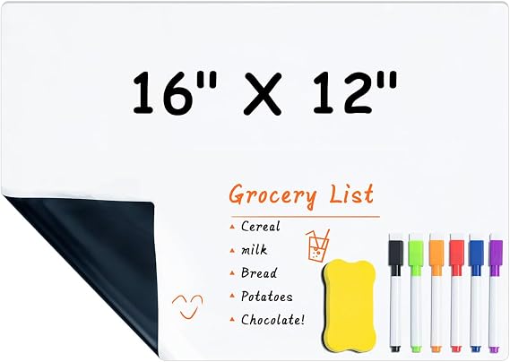 M&G Magnetic Whiteboard for Fridge 16"x12", Dry Erase Board with Markers